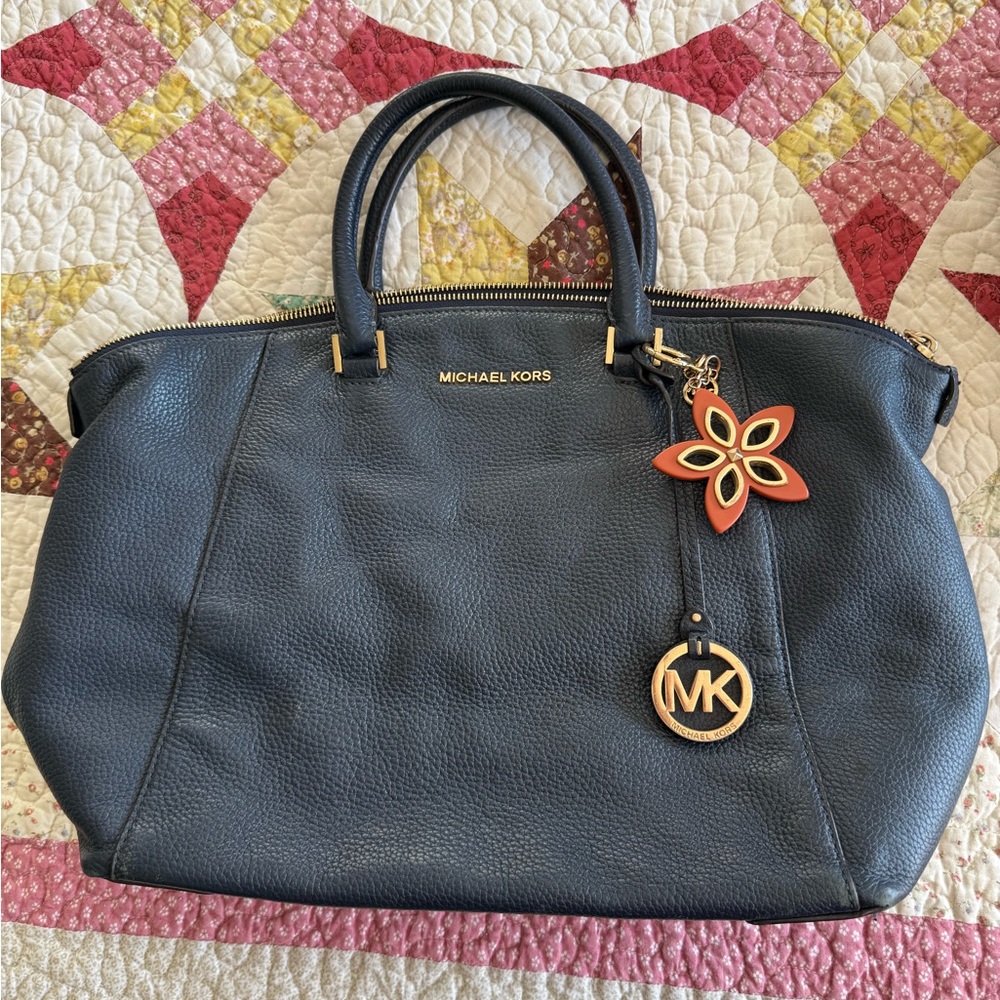 Michael Kors Riley large Navy Blue Tote with Gold Accents